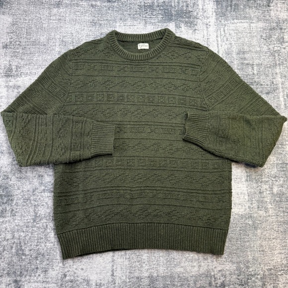 J.CREW Other - J Crew Sweater Mens XL Green Guernsey Stitch Textured Knit Fisherman Crewneck
